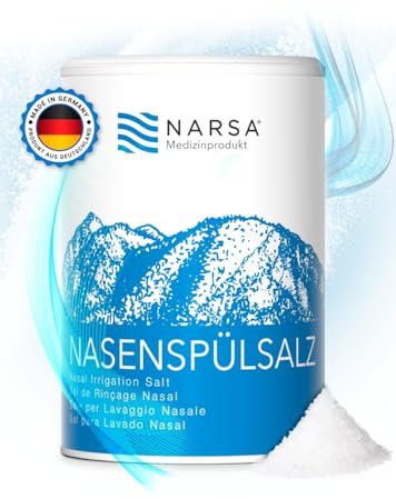 NARSA Nasenspülsalz für Nasendusche | 200 Portionen Vorteilspackung | 375g in nachhaltiger XXL Dose inkl. Dosierlöffel | Nasensalz I ohne Rieselhilfen | Salz für Nasenspülung