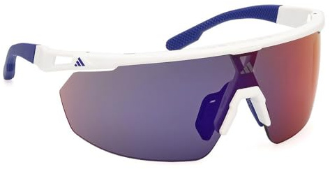 adidas Sport SP0094 Sonnenbrille Herren und Damen, Unisex Sportliche Dünne und Leichte Sonnenbrille, Bildschirm Linsenform, Inklusive Etui, Violette Farbverlauf Gläser, Weiß