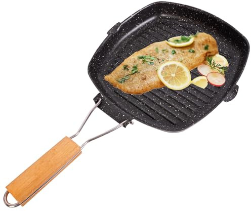 Padella antiaderente per esterni, padella per grigliare bistecca | Padella antiaderente con manico pieghevole, resistente e leggera da campeggio per cucinare uova bistecche da cucina all'aperto