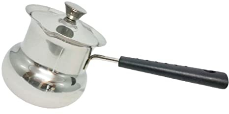 PAMINGONO Pentola Per Latte in Acciaio Inox 450ml Coperchio Manico Lungo Anti-scottatura Per Uso Domestico Multiuso Per Cottura Zuppa Noodles e Latte