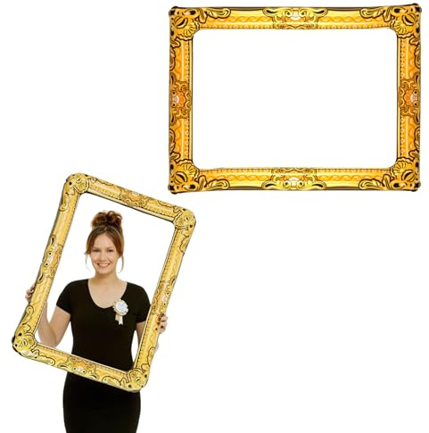 Inflatable Gold Picture Frame (60cm x 80cm) – Large Novelty Photo Booth Prop for Parties, Events, Weddings, and Celebrations