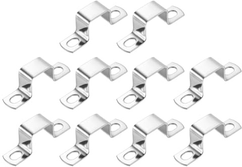 sourcing map 10Pcs U Shaped Connector Bracket, 25x25mm 304 Stainless Steel Pipe Strap Clamps for Door Shed Closed Bar Holder Strut Channel
