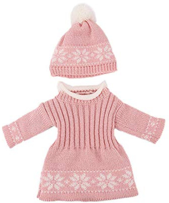 Codulu 18 Zoll Amerikanische Puppenkleid-gestricktes Kleid mit Hut Winter-beiläufige Kleider Zubehör für 43-46cm-2 Teile/Set-Rosa