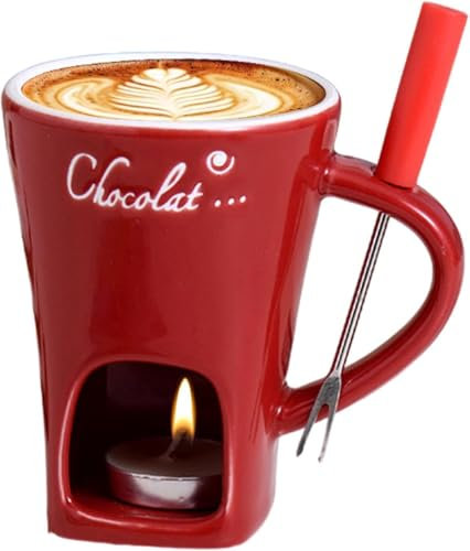 QPHRYBMW Fondue Cups Tealight Chocolate Melting Cup Mini Ceramic Simmer Mug Multi-Purpose Fondue Coffee Cup Heating Tea Light Melting Pot For Candy & Caramel