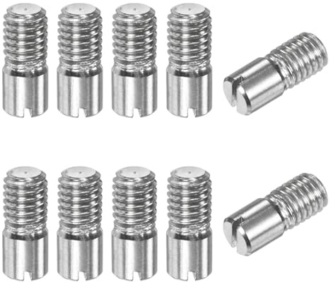 M METERXITY 10-Pack M5 x 12mm Perno Cilindrico A Fessura Tono Argento | Con Filettatura Esterna, Perni Paralleli, 304 Acciaio Inox, Per Dispositivi Metallici/Progetti In Legno