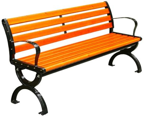 HZEPDVT Outdoor Freizeit Rückenlehne Stuhl Eisen Korrosionsschutz Holz Massivholz Lange Sitzfläche Innenhof Gusseisen Sitzfläche Outdoor Korrosionsschutz Holz Stuhl(59.06 * 15.75 * 28.74in)