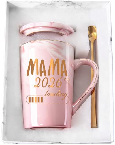 PureHaus Geschenke für werdende Mütter, Mama Loading 2026 Kaffeetasse - werdende Mama Geschenk für Schwangere, 400ml Rosa