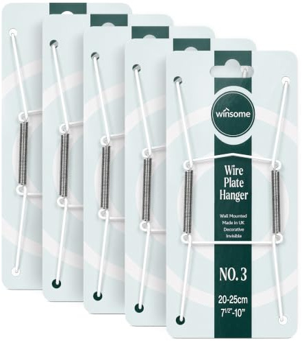 Lot de 5 supports muraux invisibles pour assiettes - Crochets à ressort décoratifs pour assiettes de 20,3 à 25,4 cm - Blanc