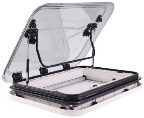 Caravan Roof Vent Hatch Kit with LED Light, Insect Nets, Parasols - Trailer Campervan Roof Window Conversion Ventilation Solution