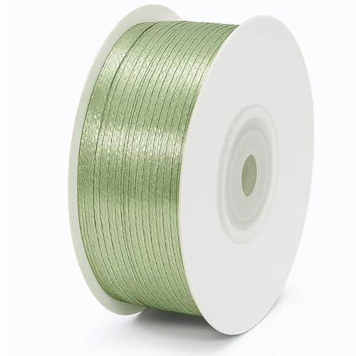 Satinband Grün, 91m x 3mm Geschenkband Grün, Seidenband Für Hochzeitsdeko, Partydeko Und Bastelarbeiten Schleifenband, Ideal Für Geschenkverpackung Und Blumenstraußdeko