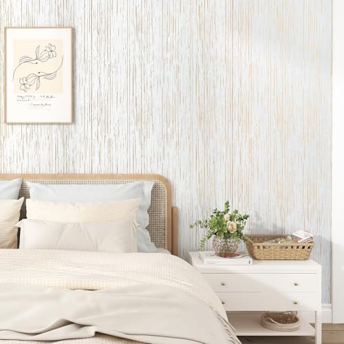 EPPKILY White Gold Grasscloth Peel and Stick Wallpaper Texture Contact Paper Gold Fabric Wallpaper Peel and Stick Countertops Self Adhesive Contact Paper for Walls Bedroom Cabinets 15.7×78.7