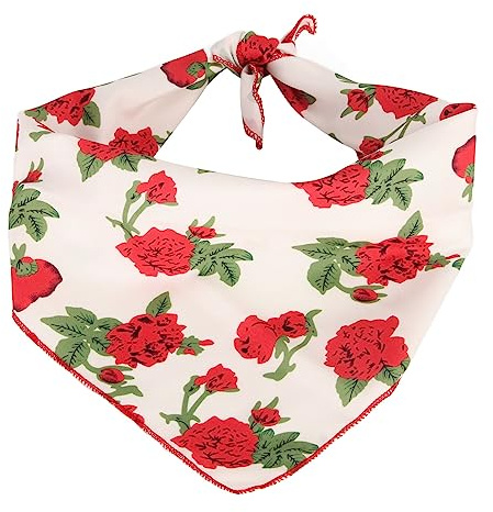 Red Rose Dog Bandanas weicher Baumwollschal tragbar für Weihnachten Ostern (L)