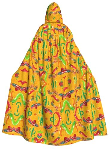Kfjghhl Cactus Hat And Chili Pepper Halloween Cape Golden Hooded Cloak Full Length Robe Cape Halloween Costume Cosplay Party