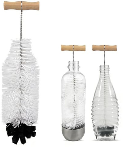 LUMITERRA Brosse Bouteille de Soda, 32 cm Goupillon Gourde et éponge Douce, Goupillon de Nettoyage pour Bouteille en Verre d'eau, Carafes en Verre pour SodaStream, Bouteilles de Soda