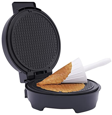 UHDUIG Hörnchenautomat Edelstähle Eiscreme Eierrollmaschine 1200W 150-200℃ Waffeleisen mit Antihaftbeschichtung Separaten Temperatureinstellknopf Doppelseitige Heizung