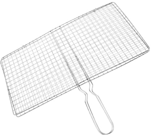 Tofficu Panier Barbecue en Acier Inoxydable 20x35 Cm, Filet de Barbecue avec Maille Fine pour Poisson, Fruits de Mer et Légumes, Panier à Griller Portable pour Camping et Cuisson Gril