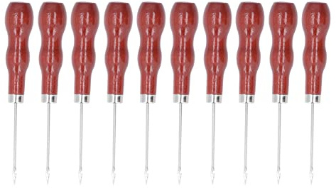 Zerodis Punteruolo con Manico in Legno, Strumento per Cucire Ergonomico in Pelle, Facile Penetrazione della Pelle, Perfetto per Riparazioni all'aperto e in Campeggio