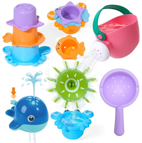 GINNO Badewannenspielzeug Badespielzeug Baby ab 1 2 3 4 Jahr Wasserspielzeug Badewannen Spielzeug Kinder Pool Spielzeug Planschbecken Baby Spielzeug ab 1 2 3 Jahr