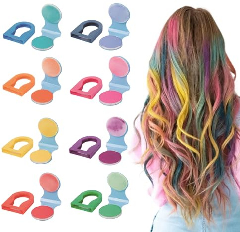 8 Colores Tizas Para el Pelo Set,Temporal Para TeñIr El Cabello,Diferentes Tiza para el Cabello, Tizas Temporales para El Pelo,para Carnavales,Cosplay,Navidad,Halloween y Ocasiones