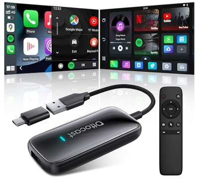 OTTOCAST Play2Video Ultra, 3-in-1 Wireless CarPlay Adapter, Android Auto Adapter mit Netflix & YouTube, WiFi 6 + 5G Chip, Fernbedienung, USB Offline-Wiedergabe, Android AI Box für Fahrzeuge ab 2016
