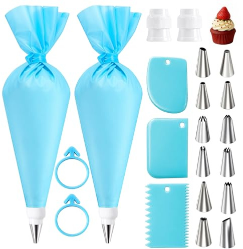1Pcs Icing Piping Kit, Piping Bags and Nozzles, 22-Piece Cake Piping Kit with Various Nozzle Designs, Suitable for Cake Decoration and Dessert Making, Durable and Easy-to-Clean Materials