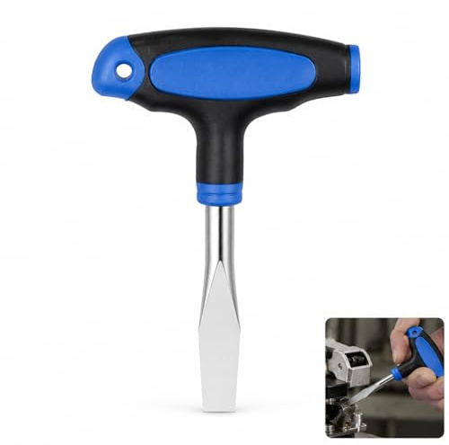 12mm T-Handle Flat Head Screwdriver High Carbon Steel Precision Repair Tool | Ergonomic non-slip ABS handle, steady torque, compact build, for electronics, film sets & precision maintenance tasks.