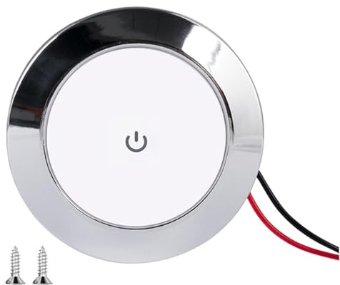 Lampe Tactile LED 12V/24V Camping-Car - Plafonnier Ultra-Fin 1.1cm | Forte Luminosité 3W Économique Habitacle | Adaptée Véhicule Loisir, Bateau, Fourgon Aménagé, Autocaravane Éclairage Intérieur (Blan
