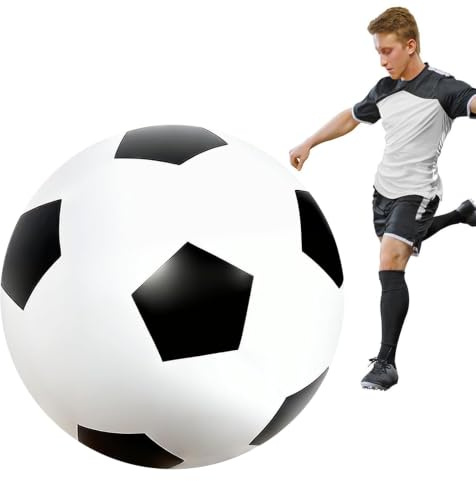 KBIBCK Fußball Ø 85 cm Groß, Aufblasbarer Riesen-Ball aus robustem Gummi, Geeignet zum Treten, Werfen und Rollen, Schwarz Weiß Indoor & Outdoor, Geschenk für Kinder Jungen Mädchen