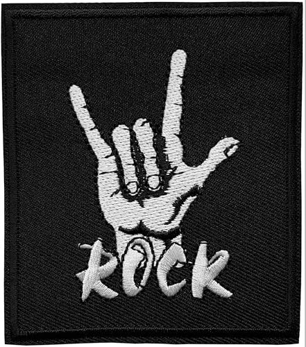 Écusson Signe Corne Diable Patch Thermocollant Main Réaliste Badge Rock à Thermocoller transfert metal vêtement à coller fer à repasser applique brodé à coudre t-shirt veste biker motard 8,8x7,6cm