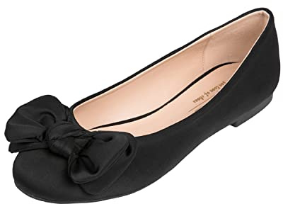 Feversole Women's Round Toe Cute Bow Trim Ballet Flats, Bailarinas de Punta Redonda Decoradas con Lazo de Mujer Bonita