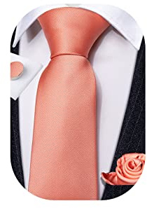 Barry.Wang Men Ties Plain,Solid Colors Handkerchief and Cufflink Necktie Set Formal Wedding Business
