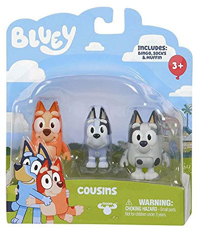 ‘Cousine’: Figuren (6,3 cm) mit beweglichen Gelenken, 3er-Pack – Bingo, Muffin und Socks