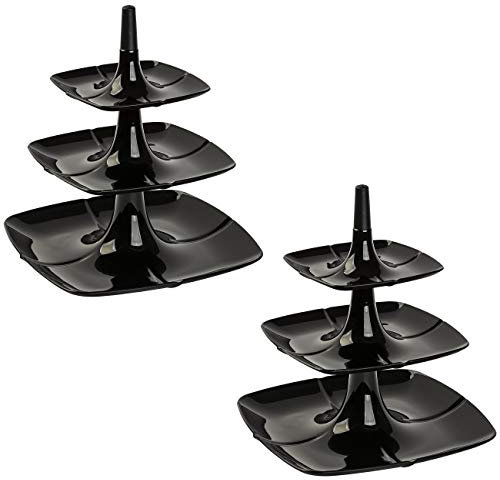 Engelland 2x Etagere 3 stöckig Kuchenständer Dessertständer Tortenhalter Käseplatte Kunststoff Farbe schwarz