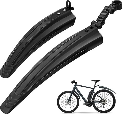 Ledeak Parafango Bici, Universale MTB Bicicletta Pneumatic Parafango Posteriore Anteriore Biciclette Mountain Bike parafanghi Regolabile Accessori Set (Nero)
