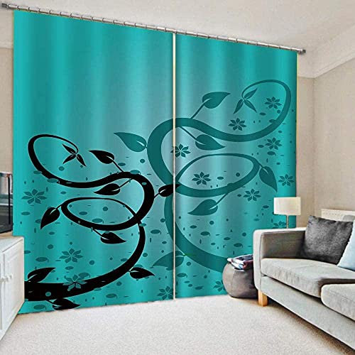 Gardinen mit ösen Weinreben Pflanzen 2er-Set VerdunkelungsVorhang, 3D Printing Shading Vorhänge für Schlafzimmer，100% Polyester Mikrofaser, Gesamtgröße: 150x166CM