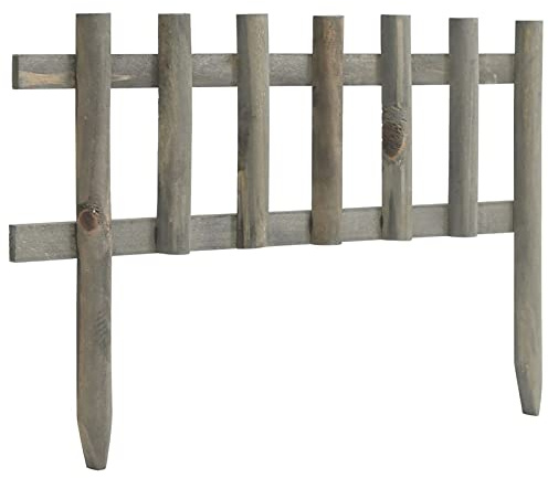 Tidyard 10x Bordes de Jardín Céspedes Parterres Delimitador Barrera Patio Exterior Valla Parterres Huertos Césped Decoración Duradero Madera de Abeto 4,4 m Gris