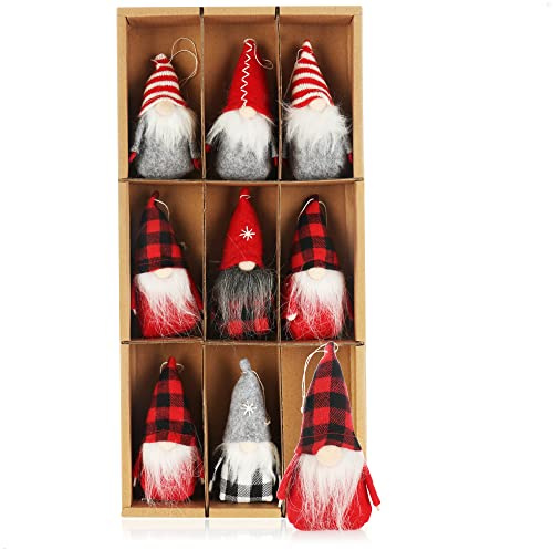 COM-FOUR® 9 Colgantes Premium de Papá Noel, encantadores Colgantes de Figuras de árboles de Navidad como Adornos para árboles o Etiquetas de Regalo