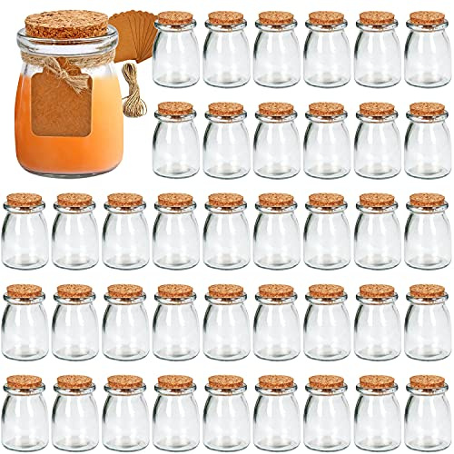 Ufrount Kleine dekorative Glasflaschen mit Korkdeckel, 96 ml, Mini-Joghurt-Einmachglas, 40 Stück, ideal für Hochzeitsgeschenke, DIY-Projekte.