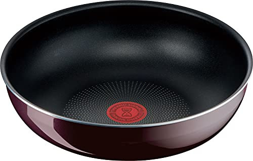 Tefal L43977 Ingenio Neo Vintage Bordeaux Intense Poêle Wok avec poignée amovible 10,2 pouces (26 cm), wok profond, compatible avec feu à gaz