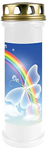 HS Candle Grave Candle Grave Candle with Motif (Blue Butterfly) Approx. 100 Hours / 4 Days Burning Time per Candle (25 cm, Diameter 7 cm) Various Designs