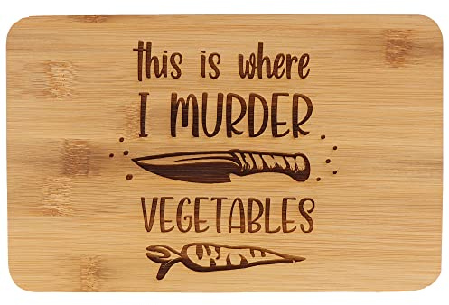 Spruchreif | Frühstücksbrettchen aus Bambus | Brotzeitbrett mit Gravur | Frühstücksbrettchen mit Gravur | Vegan | Geschenke Vegetarier und Veganer | This is where I murder Vegetables