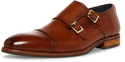 Steve Madden Teon Monk-Strap Loafer för män, Brunt läder, 11 UK, Gulbrunt läder, 44 EU