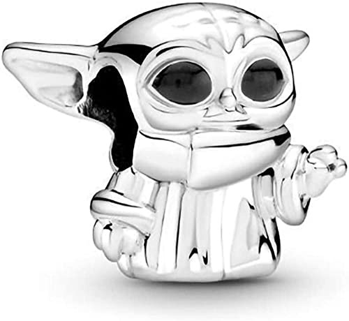 Charm bébé Yoda Grogu de Star Wars en argent sterling 925 compatible avec les charms Pandora et de nombreux autres bracelets à charms du Royaume-Uni.