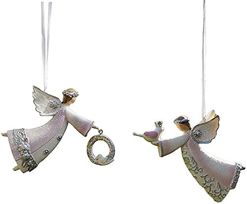 UZOURI 2Pcs Landschaft Outdoor Engelfiguren Garten Hängende Engelsstatuen Indoor oder Outdoor Wanddekoration Anhänger
