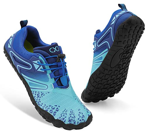 XIHALOOK Water Shoes Quick Dry Barefoot Beach Aqua Sport Swim Surf Pool Hiking Shoes for Men Women Blue Gradient, 11.5 Women/10.5 Men