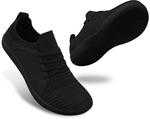 relxfeet Men's Barefoot Shoes Minimalist Cross-Trainer Wide Toe Walking Shoes Zero Drop Sole Lightweight Trail Running Sneakers for Fitness Jogging Wrestling Hiking Black 9.5