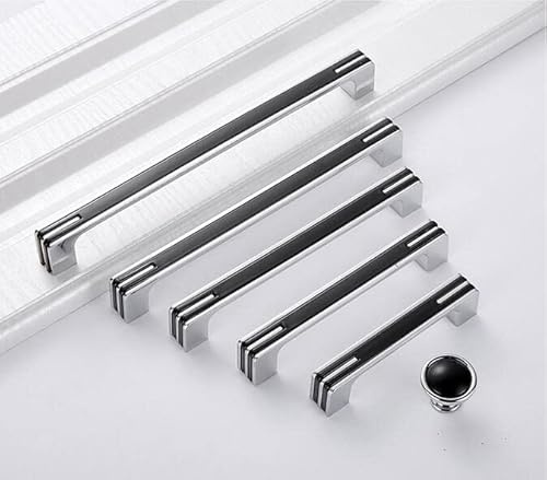 Guolich 2 Pcs Hole Centers 3.77 Inch(96mm) Kitchen Drawer Handle Door Cabinet Pulls Stainless Steel Handle Modern Brushed Brass Hardware for Wardrobe Bathroom Dresser (Black)