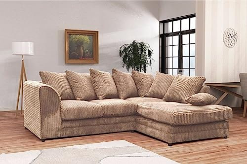 Hannah Jumbo Cord fabric Sofa (Coffee, Right Hand Facing Corner)