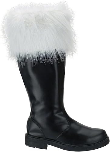 Professional Santa Boots, Wide Calf, Size Large 13, Side Zipper, Faux White Fir, One Pair
