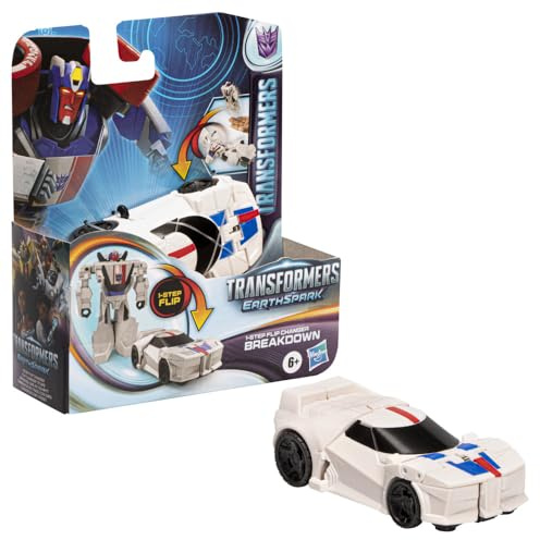 Transformers Spielzeug EarthSpark 1-Step Flip Changer Breakdown, 10 cm große Action-Figur, Roboterspielzeug für Kinder